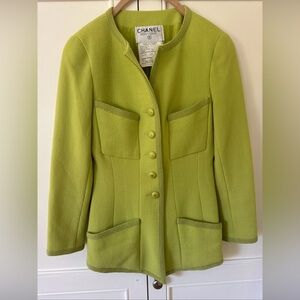 Vintage Chanel Lime Green Tweed Jacket - 1992 Fall/wintwr Collection